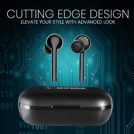 LUMIFORD Max T55 True Wireless Earbuds with Bluetooth V5.0, Hi-fi Bass, 15 Hours Battery Life with case, Smart Touch Controllers with Ergonomic IPX4 Water Resistant Earbuds, Built-in Mic (Black) LUMIFORD Max T55 True Wireless Earbuds with Bluetooth V5.0, Hi-fi Bass, 15 Hours Battery Life with case, Smart Touch Controllers with Ergonomic IPX4 Water Resistant Earbuds, Built-in Mic (Black)